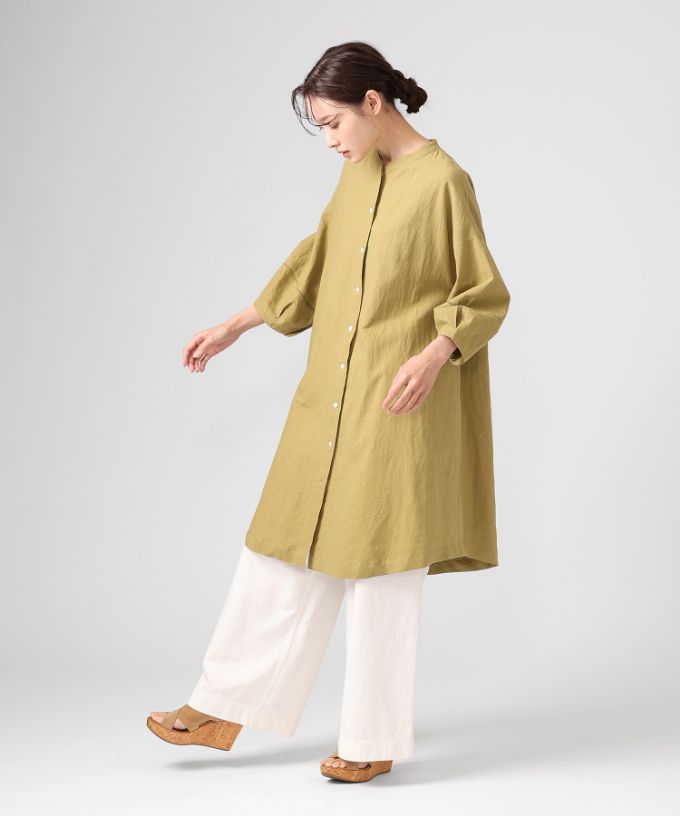 ファビオ　袖切り替えの綿麻チュニック