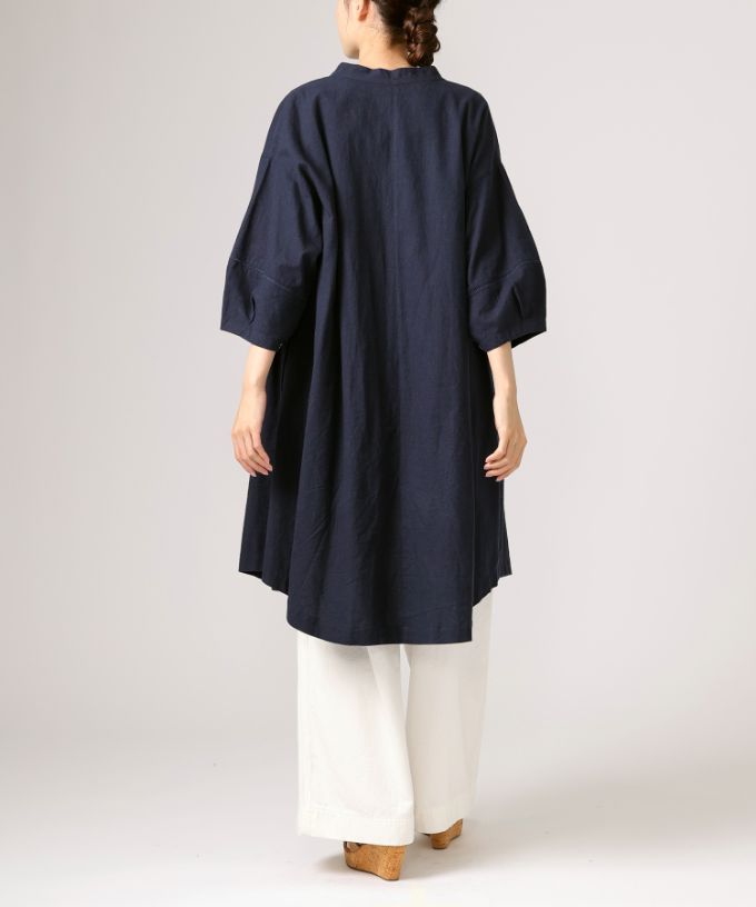 ファビオ　袖切り替えの綿麻チュニック