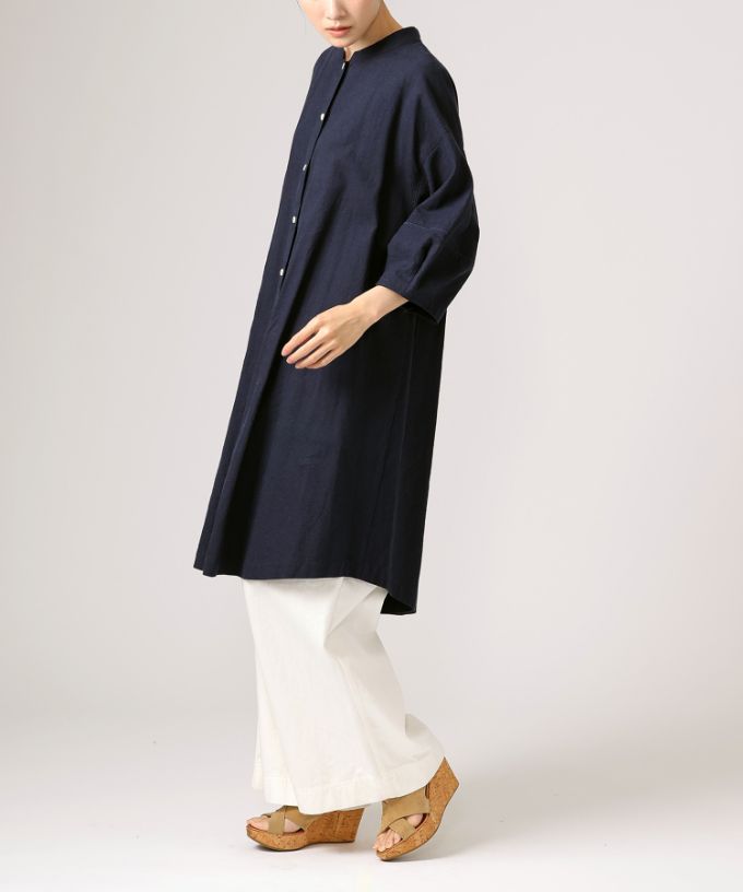 ファビオ　袖切り替えの綿麻チュニック