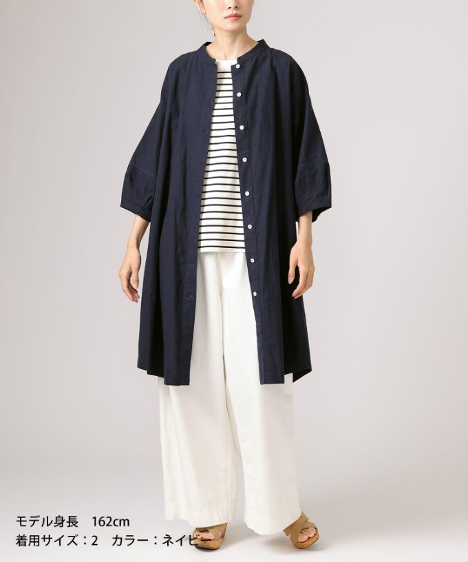 ファビオ　袖切り替えの綿麻チュニック