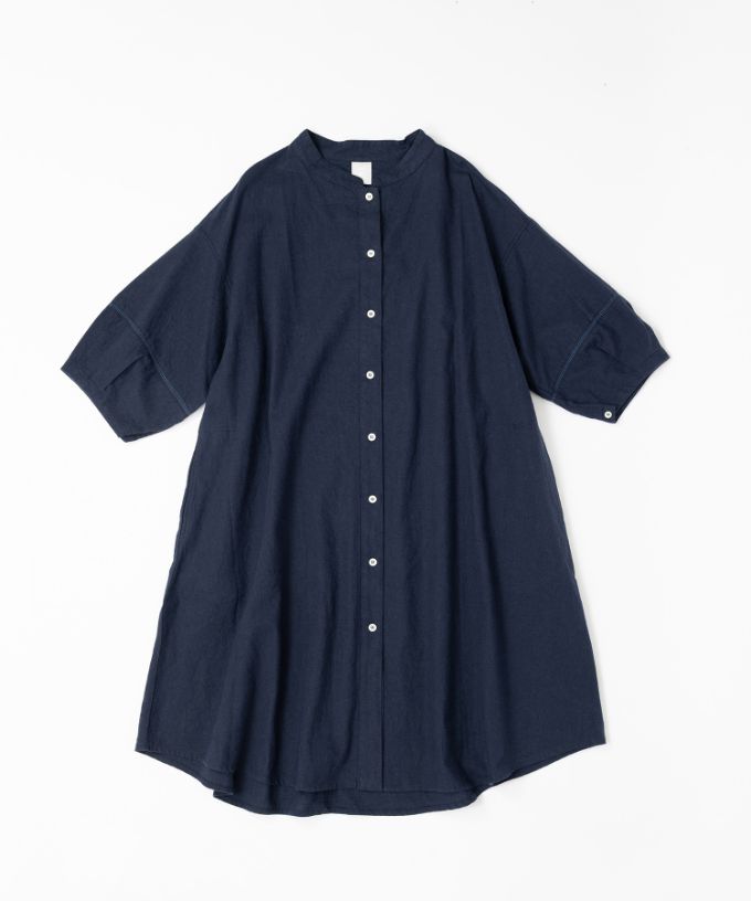 ファビオ　袖切り替えの綿麻チュニック