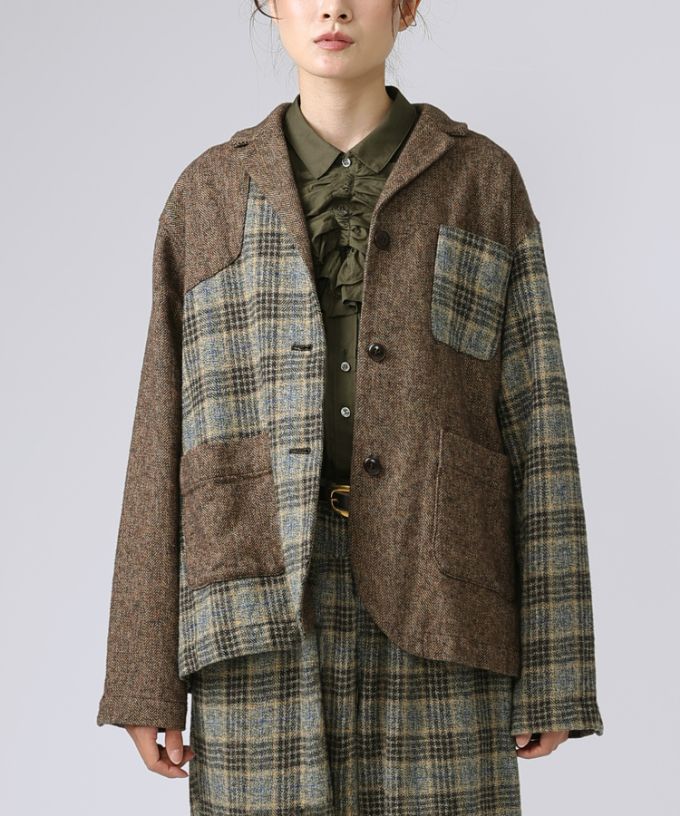 デニスジャケット　コットンツイードのコンビジャケット