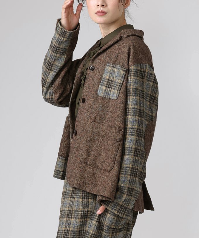 デニスジャケット　コットンツイードのコンビジャケット