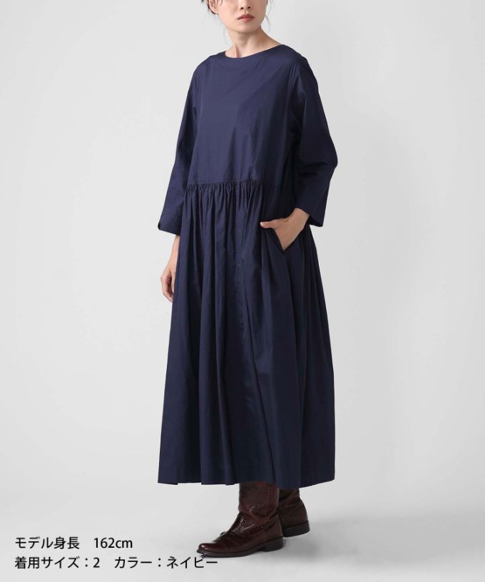 リックスドレス 綿ブロードのギャザー切り替えワンピース/ITEM,DRESS