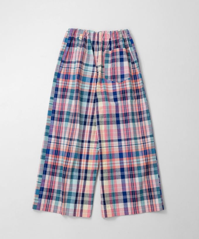 キャロルパンツ・B　マドラスチェックのワイドパンツ