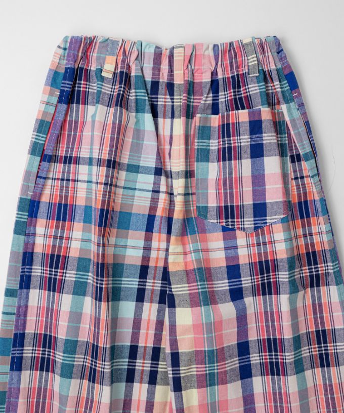 キャロルパンツ・B　マドラスチェックのワイドパンツ