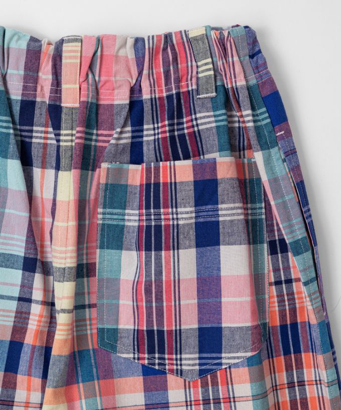 キャロルパンツ・B　マドラスチェックのワイドパンツ