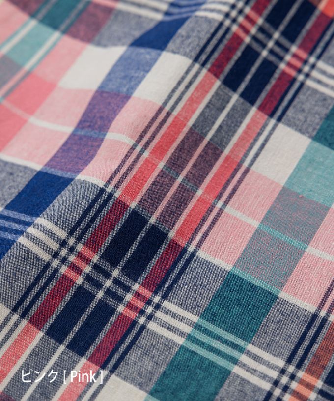 キャロルパンツ・B　マドラスチェックのワイドパンツ