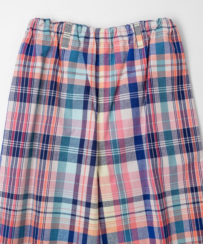 キャロルパンツ・B　マドラスチェックのワイドパンツ