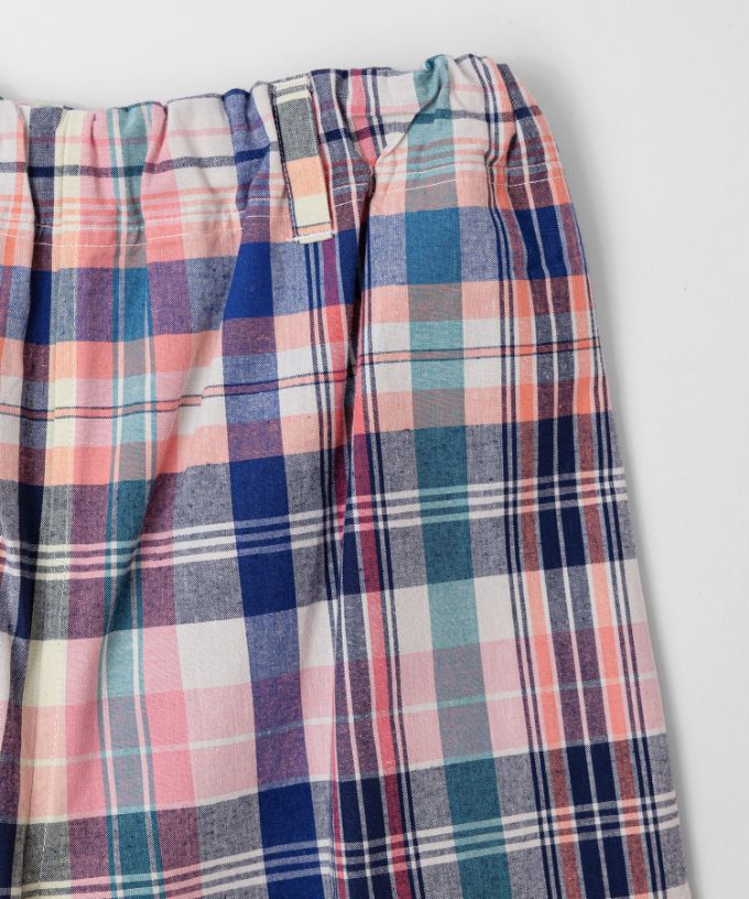 キャロルパンツ・B　マドラスチェックのワイドパンツ