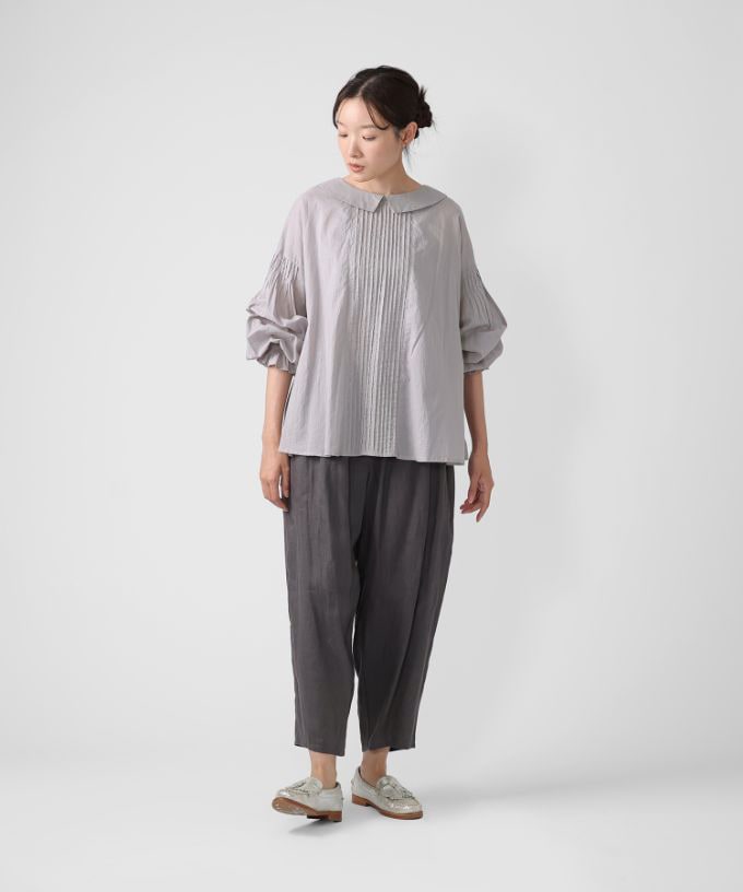 26SSバスコ　BASCO ジーンブラウス 綿ローンのピンタックブラウス ジーンブラウス 綿ローンのピンタックブラウス/ITEM,JACKET/TOPS/Shop