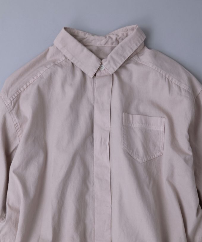 haddow］ルイ 上質コットンペールピンクの製品染ロングシャツ/ITEM 