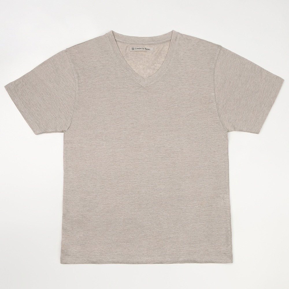 リネンのVネックTシャツ リネンの VネックTシャツ メンズ LINEN & BASIC | ウェア