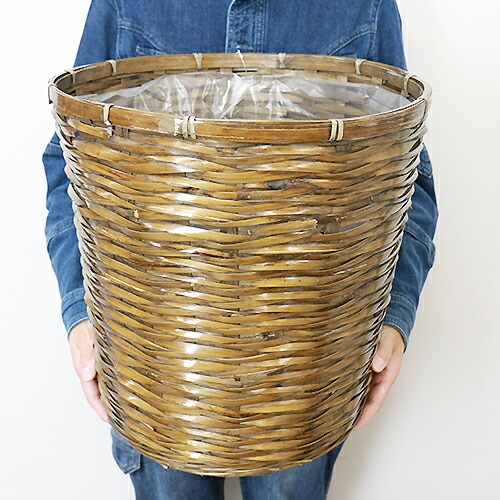 鉢カバー 10号鉢用 ステンバンブー ライトブラウン【受け皿プレゼント