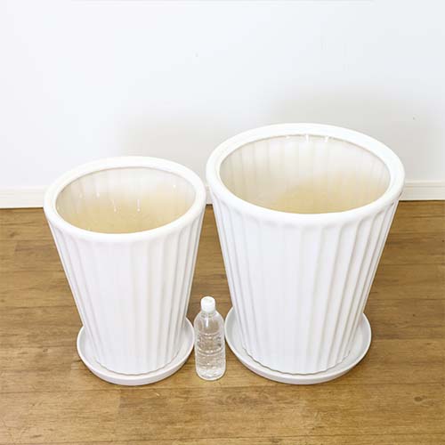 ラウンド フリーツ 陶器鉢 LLサイズ【受け皿付き 鉢底ネット付き】大型