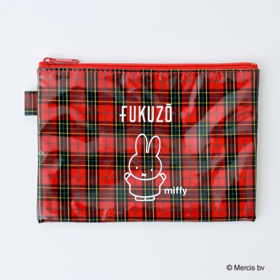 ミッフィー フクゾー タータンフラットポーチ レッド | すべての商品