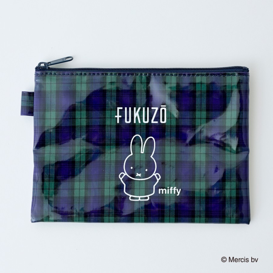 ミッフィー フクゾー タータンフラットポーチ グリーン