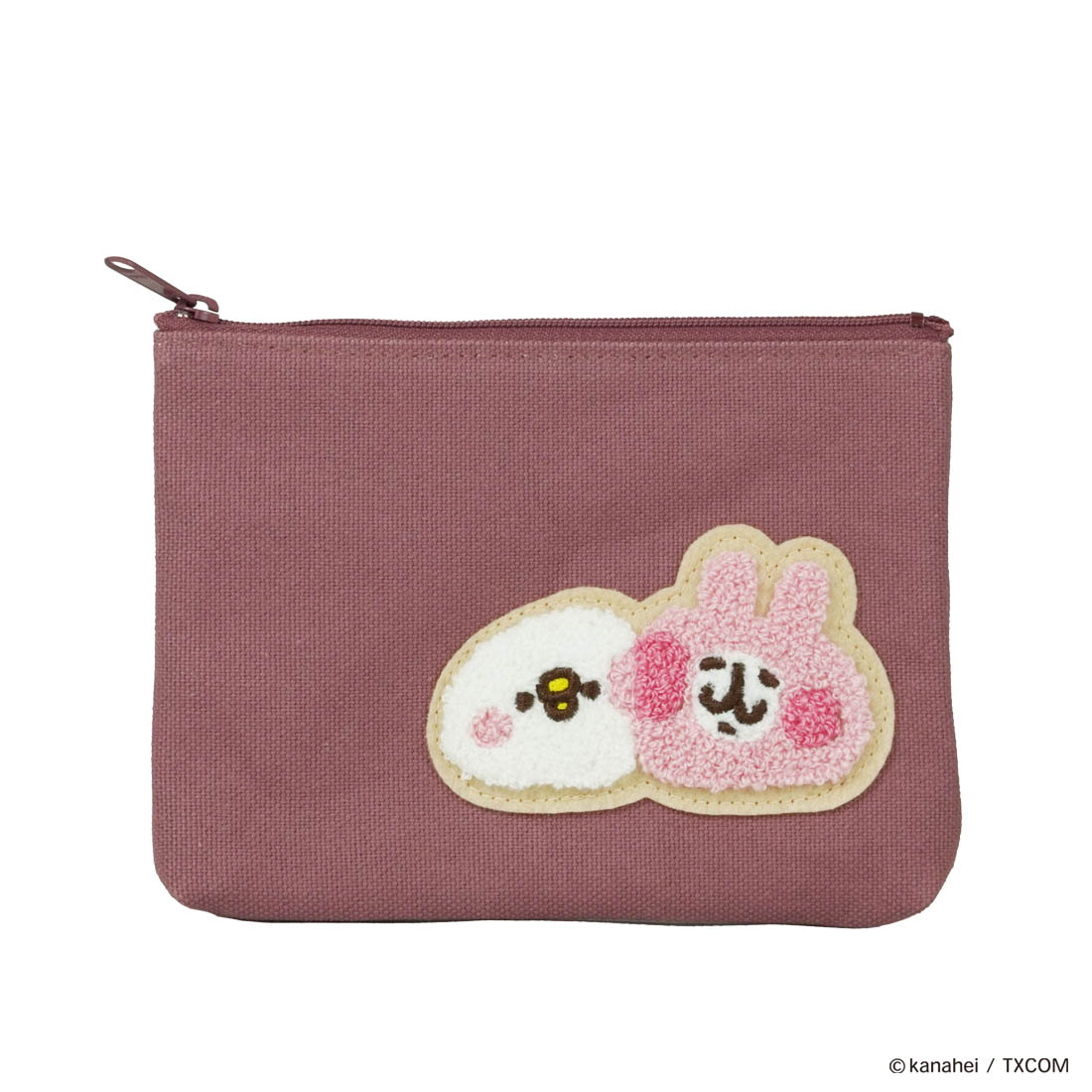 手刺繍入　貝ボタン付き メガネケース/ペンケース【うさこと綿毛】 手刺繍入 貝ボタン付き メガネケース/ペンケース【うさこと綿毛】