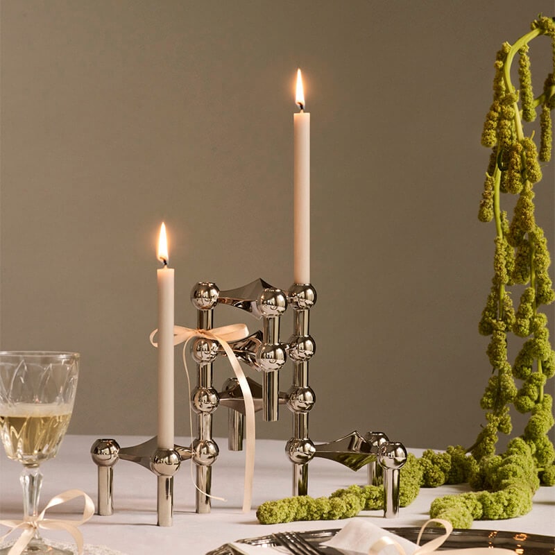 甦ったヴィンテージデザイン！STOFF Nagel キャンドルホルダー クローム 1個 ドイツ／デンマーク