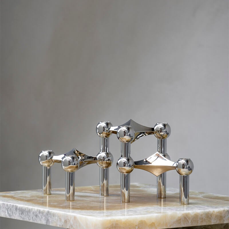 お得な3個セット！STOFF Nagel キャンドルホルダー クローム ドイツ／デンマーク