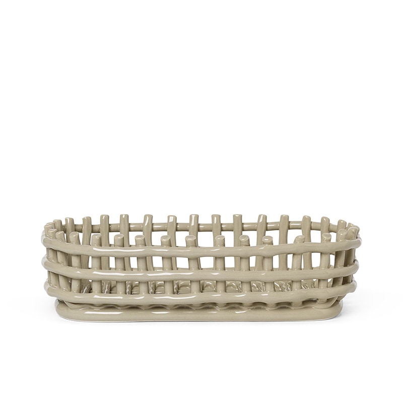ferm LIVING セラミック バスケット オーバル カシミア ベージュ 楕円 小物入れ ファームリビング 北欧 デンマーク-nest 北欧モダンなインテリア雑貨