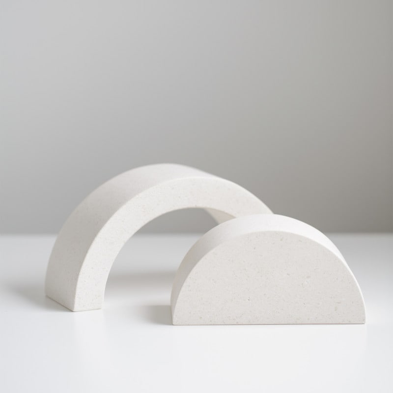 ライムストーン アーチ型ブックエンド 2個セット ホワイト オブジェ ペーパーウェイト