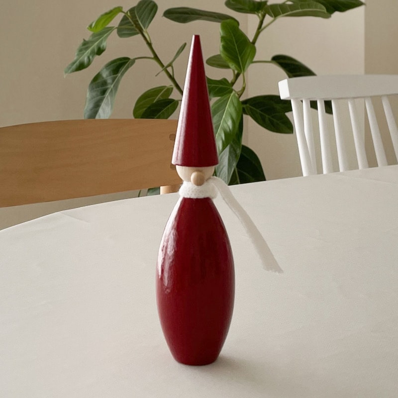 木製 つやサンタ レッド 細長 H19cm クリスマスデコレーション 北欧 スウェーデン