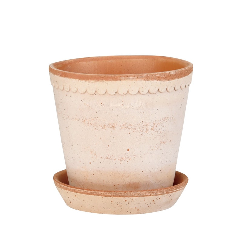 Bergs Potter 植木鉢 Helena ナチュラル φ18cm 受け皿付き 素焼き 北欧 デンマーク
