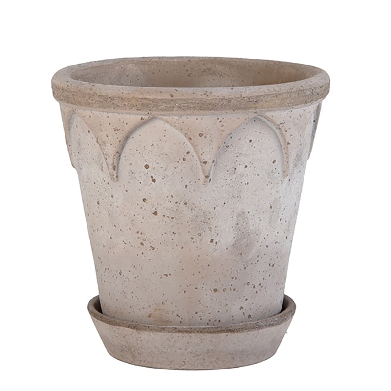 Bergs Potter 植木鉢 Elizabeth グレー φ18cm 受け皿付き 素焼き 北欧 デンマーク