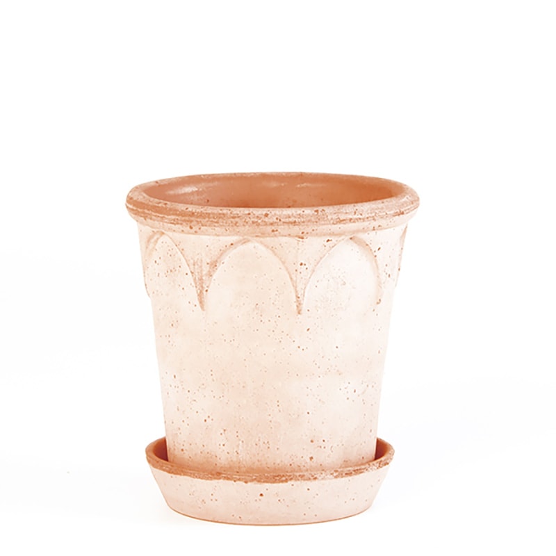 Bergs Potter 植木鉢 Elizabeth ナチュラル φ14cm 受け皿付き 素焼き 北欧 デンマーク