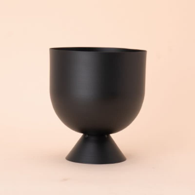 北欧モダン ラウンド型 鉢カバー ブラック スチール Φ11cm / Φ16cm