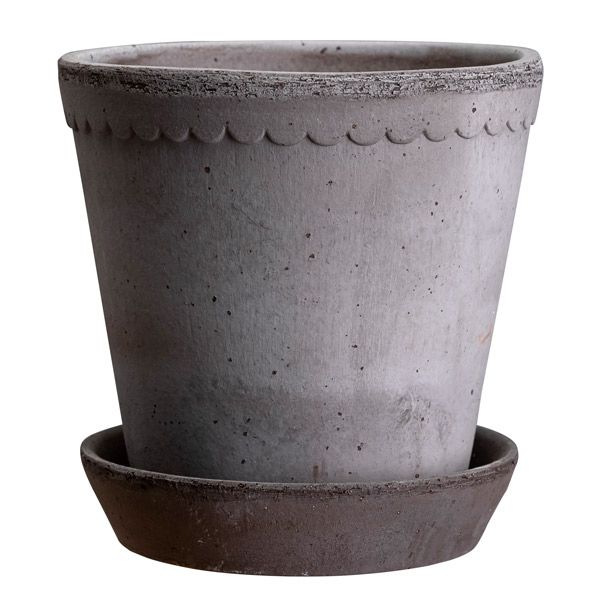 Bergs Potter 植木鉢 Helena グレー φ25cm 受け皿付き 素焼き 北欧 デンマーク