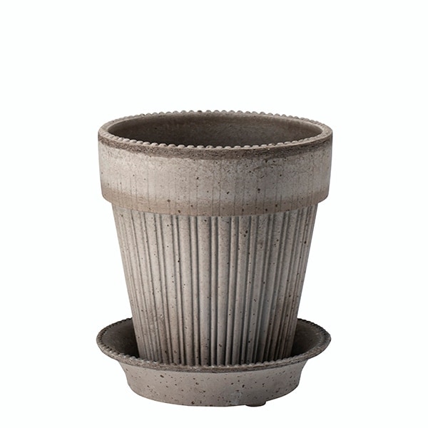 Bergs Potter 植木鉢 Simona グレー φ16cm 受け皿付き 素焼き 北欧 デンマーク