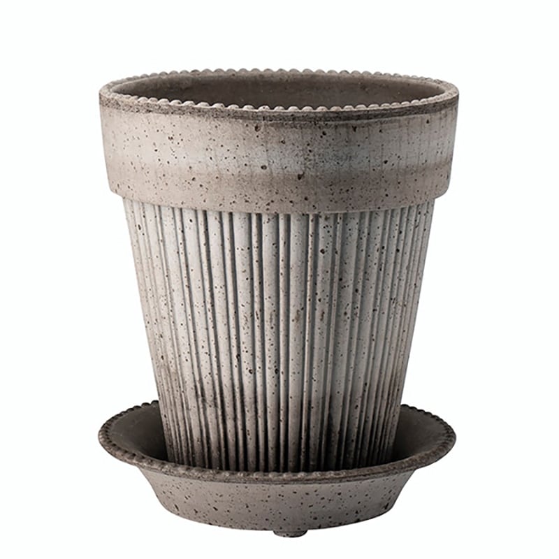 Bergs Potter 植木鉢 Simona グレー φ18cm 受け皿付き 素焼き 北欧 デンマーク