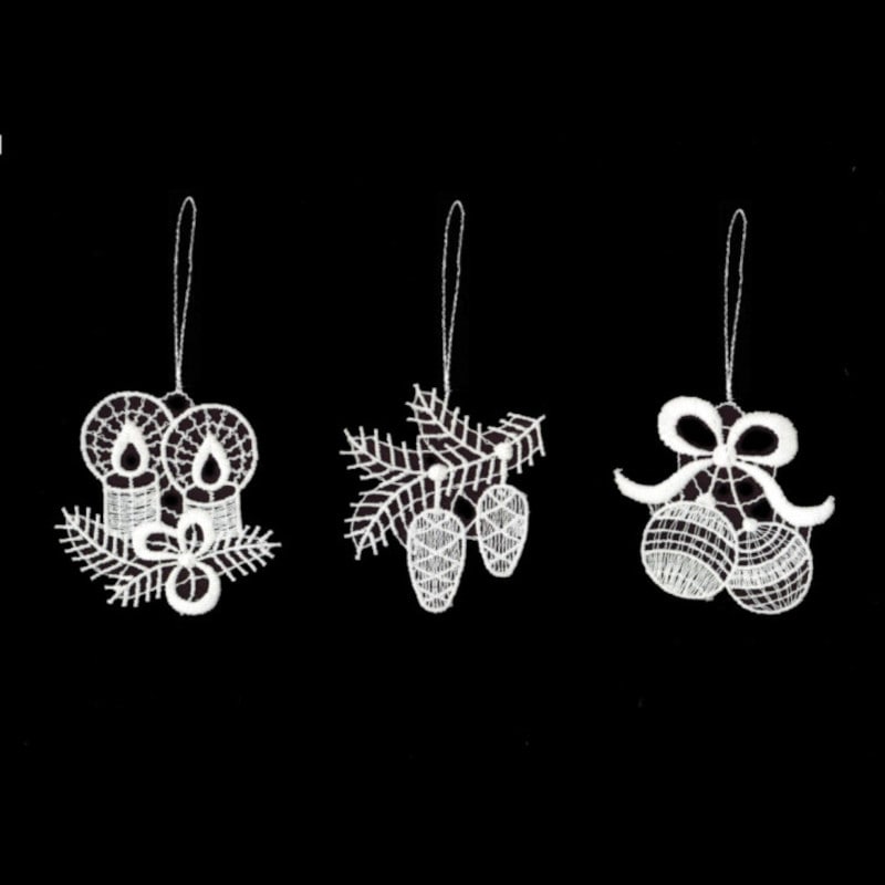 Vogel ドイツ プラウエンレース クリスマスオーナメント 7cm キャンドル／松ぼっくり／ボール 3個セット【ネコポスOK】