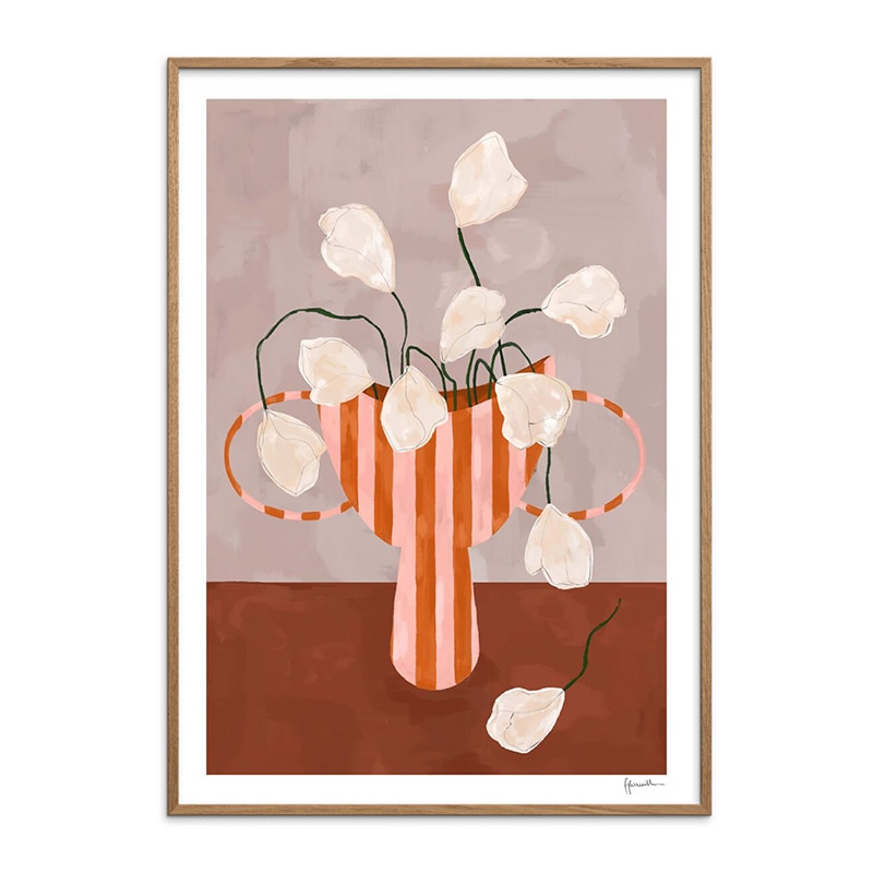 THE POSTER CLUB ストライプの花瓶の白い花 30x40cm 40x50cm 50x70cm アートポスター 北欧 デンマーク