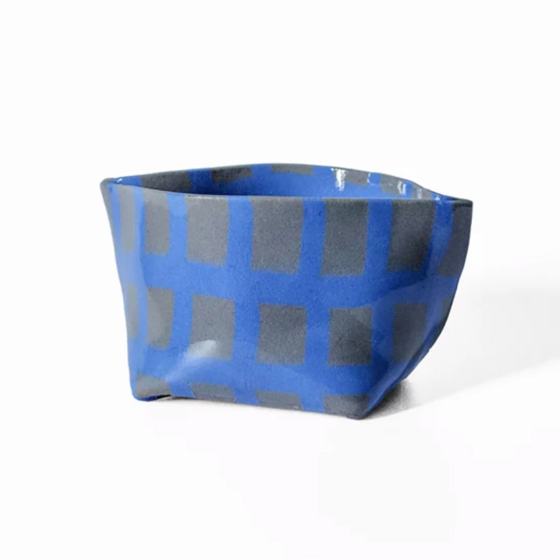 Saori M Stoneware 練込 布袋型 ショート フラワーベース 小物入れ H7 磁器 日本/アメリカ