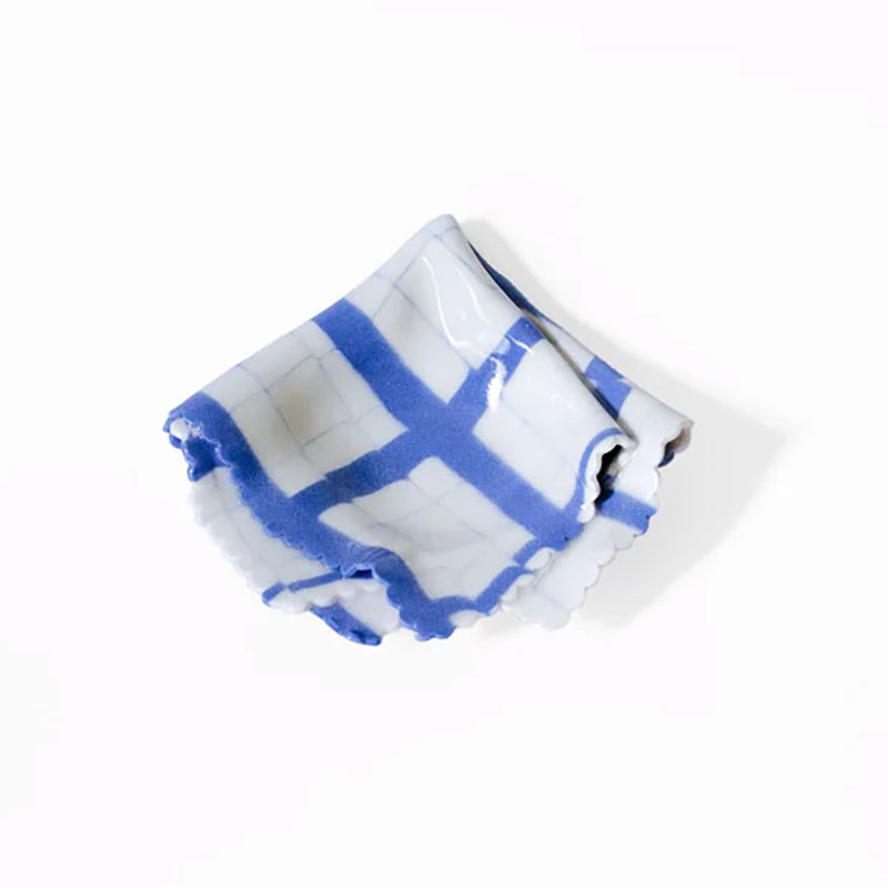 Saori M Stoneware 練込 ハンカチ型 トレー ブルー 11.5cm 磁器 日本/アメリカ