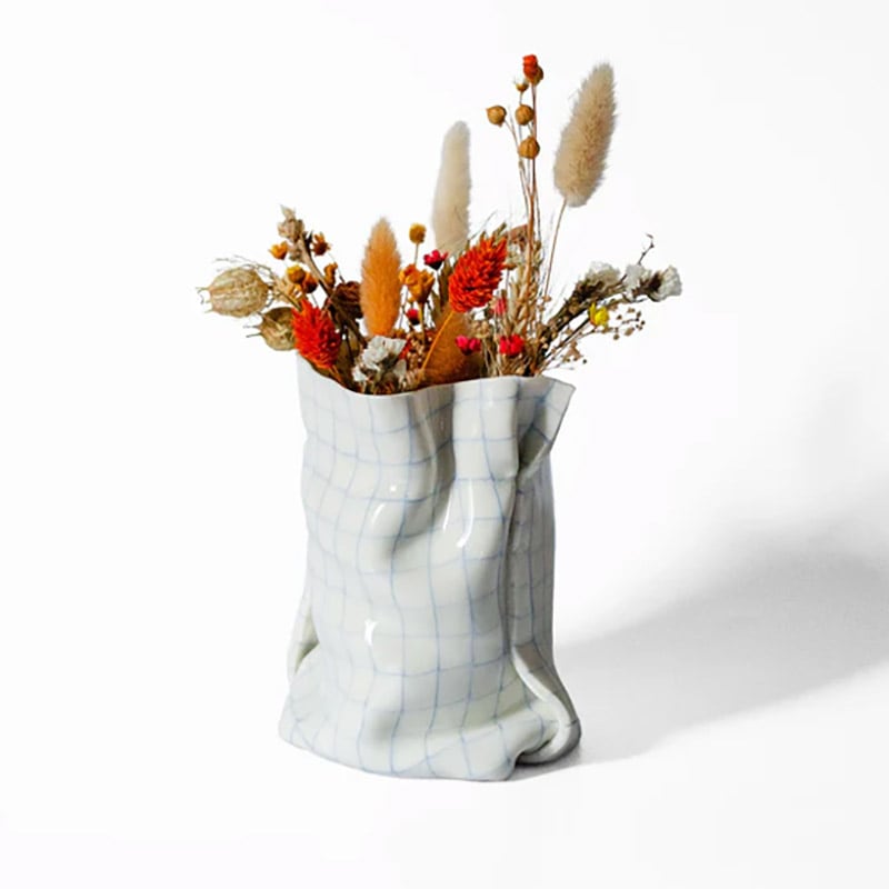 Saori M Stoneware 練込 布袋型 トール フラワーベース H13 磁器 日本/アメリカ