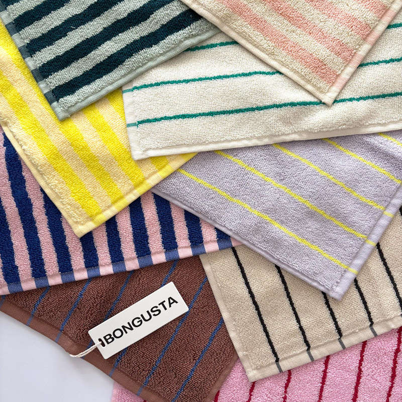 BONGUSTA ハンドタオル 全9色 30x30cm オーガニックコットン ストライプ 北欧 デンマーク【ネコポスOK】