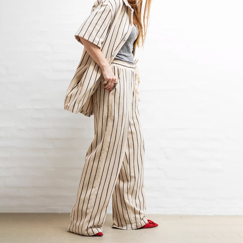 BONGUSTA タオル生地 イージーパンツ 全2色 オーガニックコットン ストライプ 北欧 デンマーク