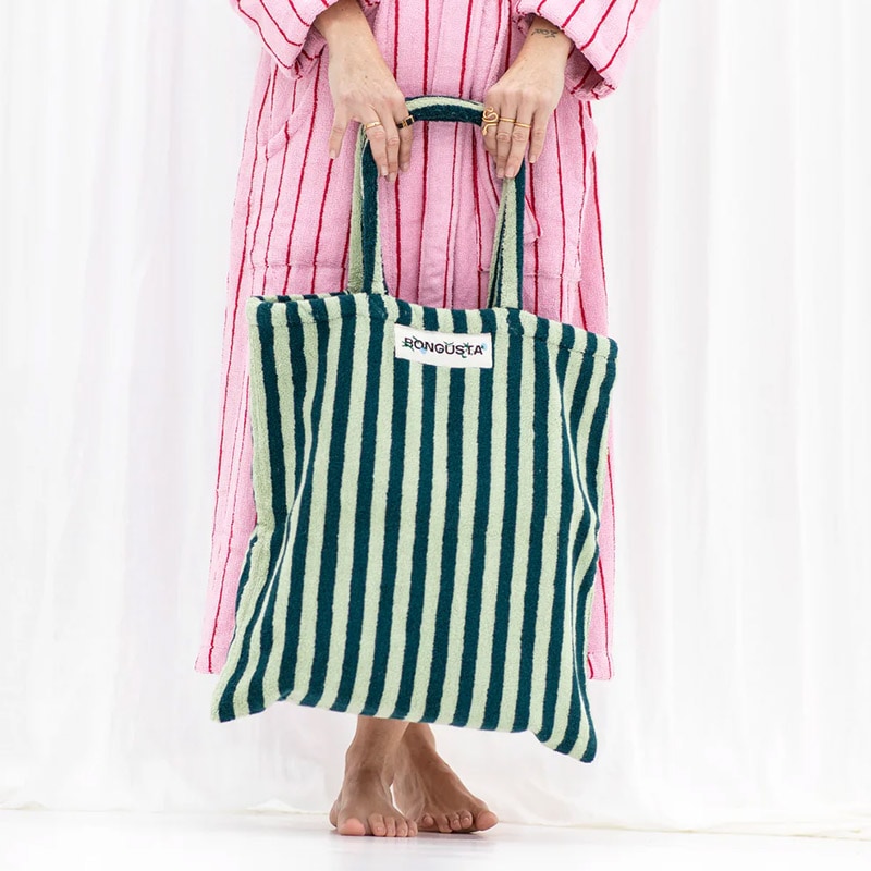 BONGUSTA タオル生地 トートバッグ 44x47cm 全9色 オーガニックコットン ストライプ 北欧 デンマーク