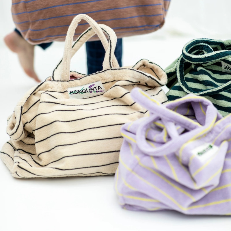 BONGUSTA タオル生地 ウィークエンドバッグ 33x46x23cm 全9色 オーガニックコットン ストライプ 北欧 デンマーク