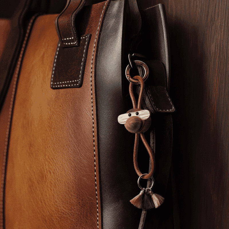 Kay Bojesen Denmark モンキー キーホルダー ナチュラルレザー x ゴールド 本革 チーク材 カイボイスン 北欧 デンマーク