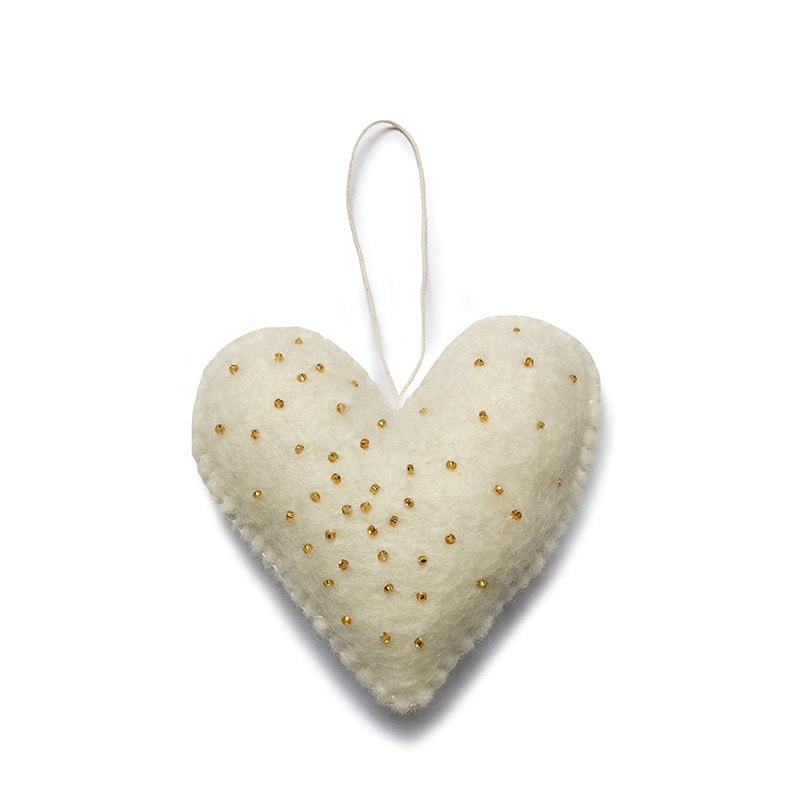 Gamcha 羊毛フェルト クリスマスオーナメント ホワイトハート 北欧 デンマーク【ネコポスOK】