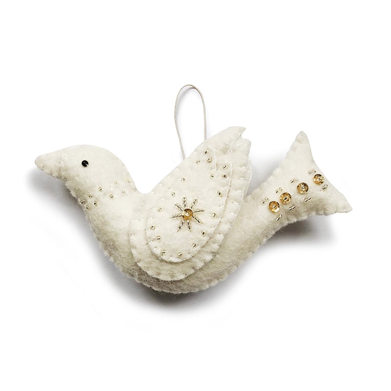Gamcha 羊毛フェルト クリスマスオーナメント 白い鳥 北欧 デンマーク
