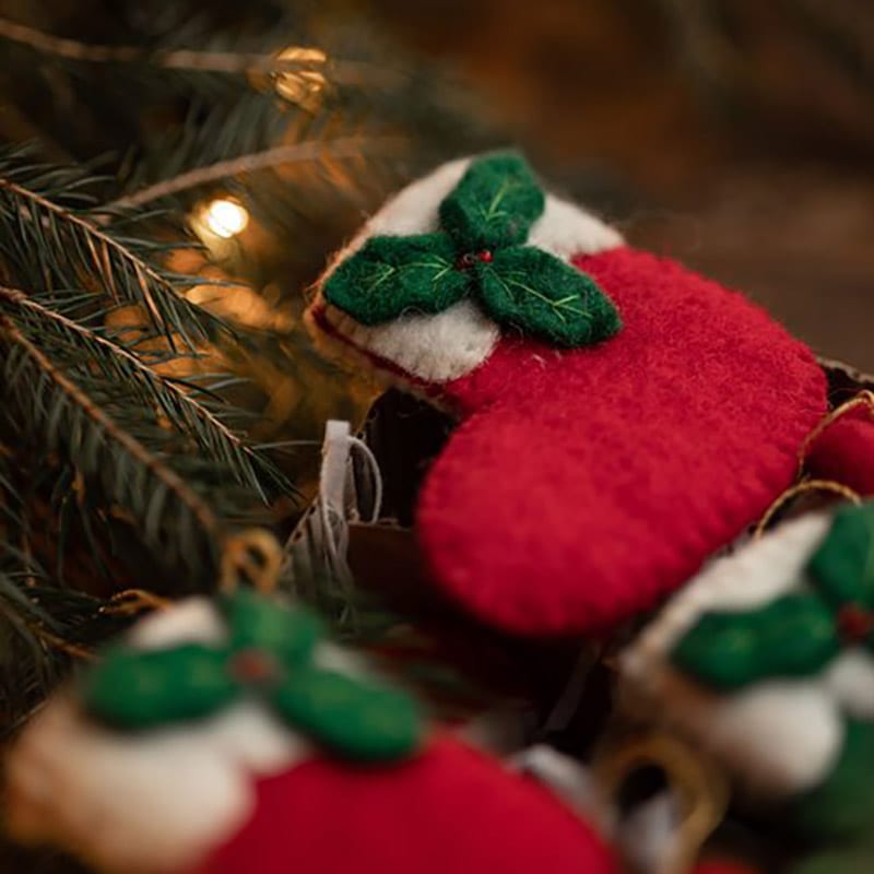 Gamcha 羊毛フェルト クリスマスオーナメント 赤い靴下 北欧 デンマーク【ネコポスOK】