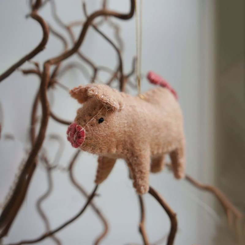 Gamcha 羊毛 フェルト クリスマスオーナメント 豚 北欧 デンマーク
