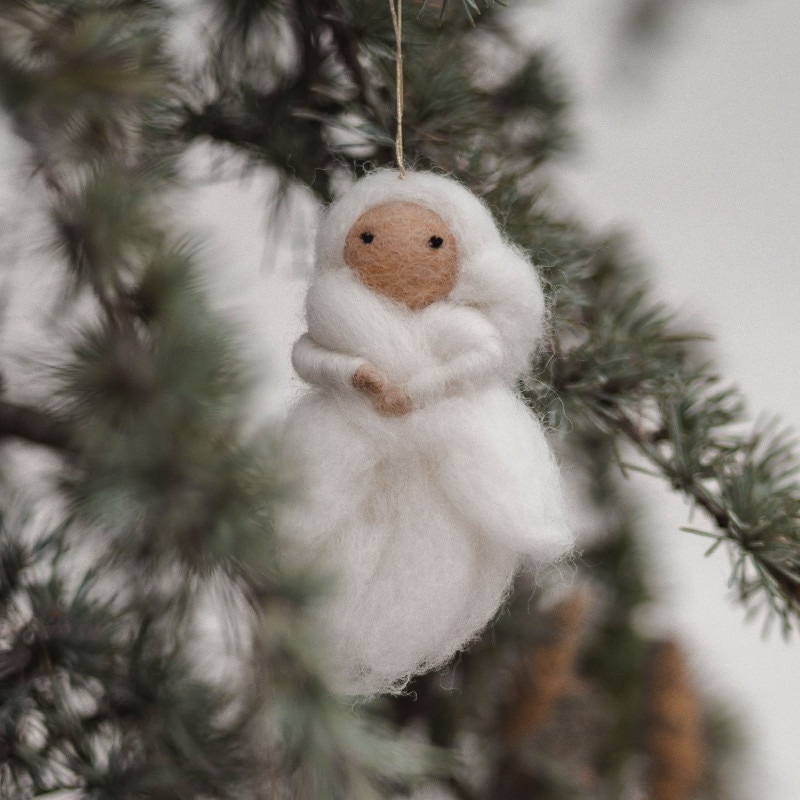 Gamcha 羊毛 フェルト クリスマスオーナメント ふわふわ天使 北欧 デンマーク【ネコポスOK】