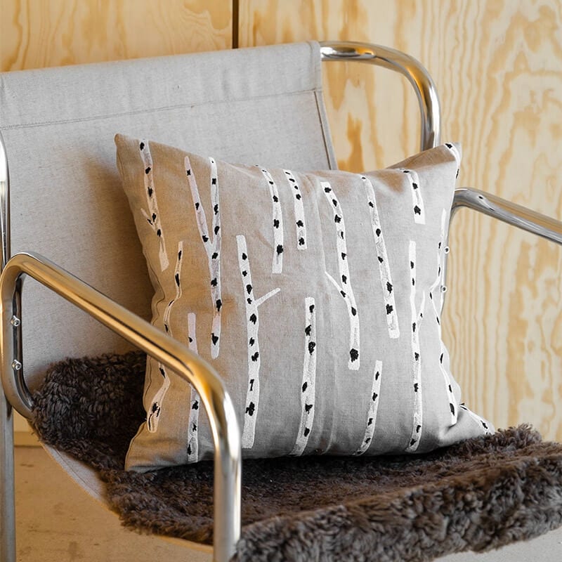 Fine Little Day 白樺 刺繍 クッションカバー 48x48cm 麻100% 北欧 スウェーデン【ネコポスOK】